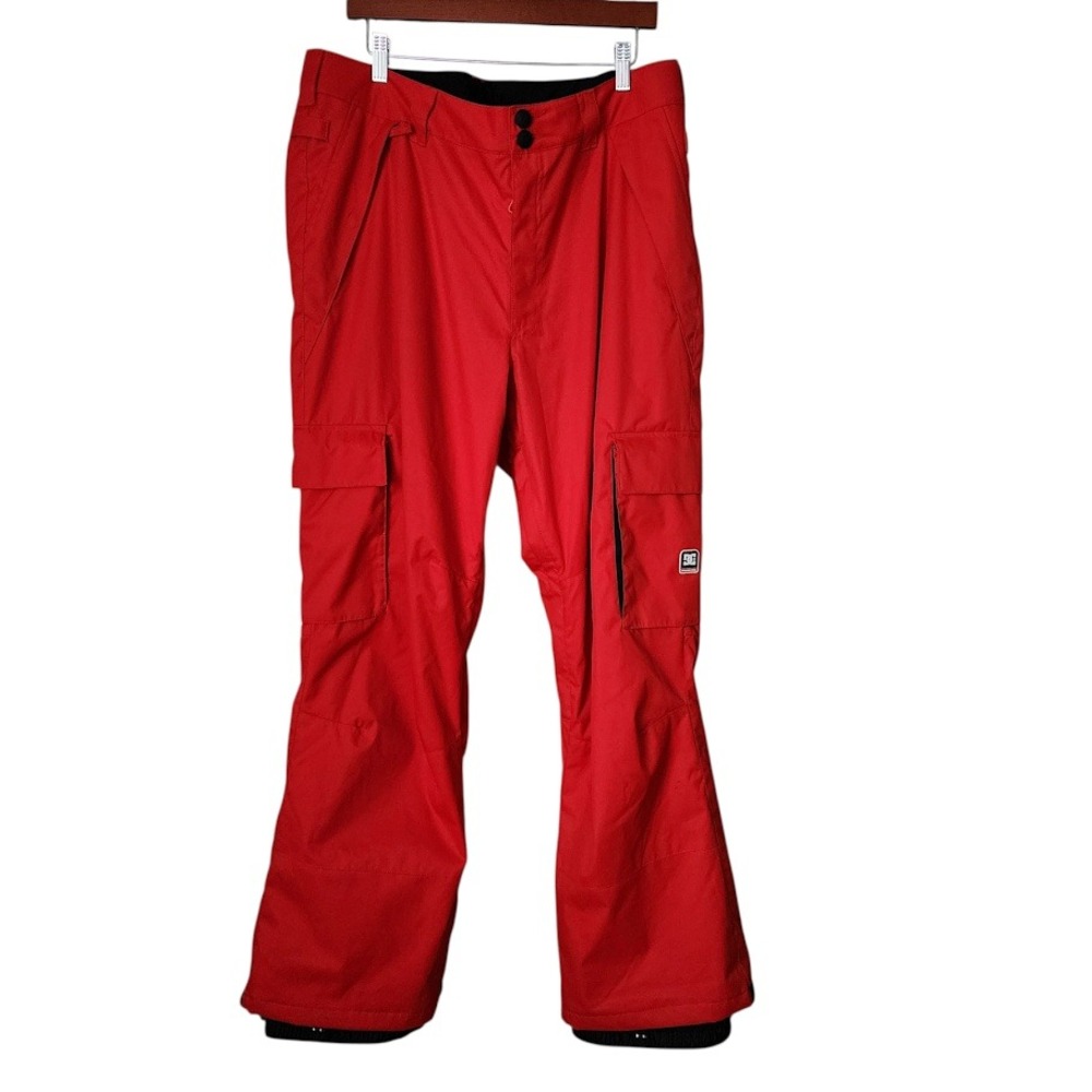 DC SHOES Banshee Snowboard Pants XL Red Cargo Waterproof Ski Snowboard Gear‎